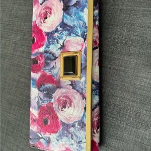 Floral Clutch with Gold Trim